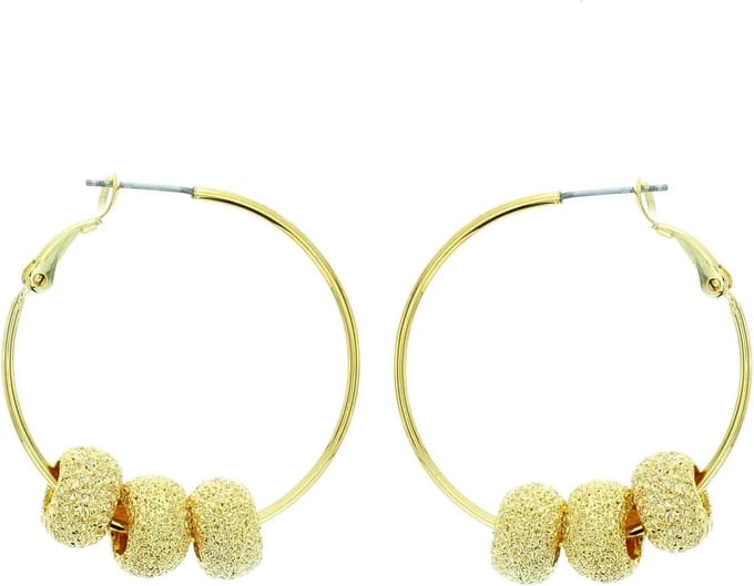 Behave - Dames oorringen goudkleur met grove kralen trendy statement