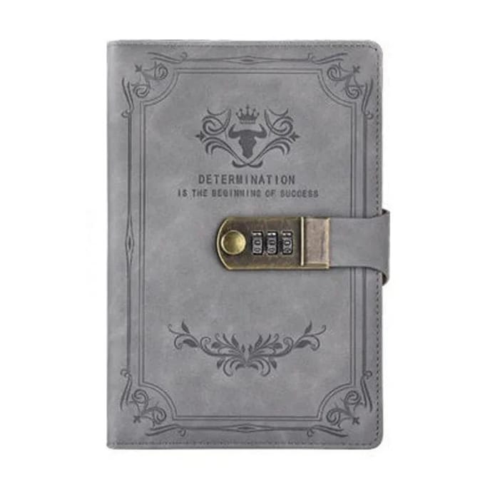 Carnet de mots de passe rétro avec cadenas, carnet de notes épais A5, papeterie pour étudiants, cadeaux pour filles et garçons A5 gris
