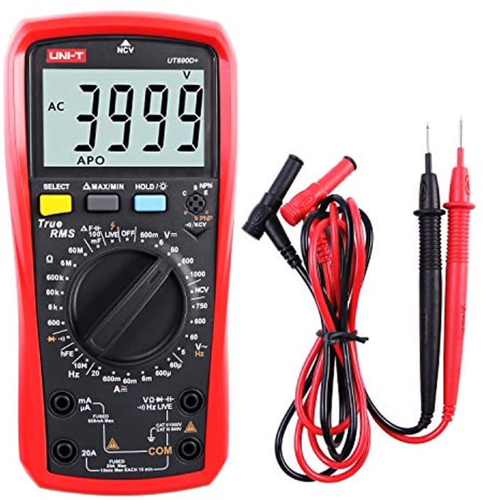 True RMS Voltmeter, Ampèremeter en Ohmmeter - AC/DC Stroom, Spanning, Weerstand, Frequentie, Continuïteit en Capaciteit Tester