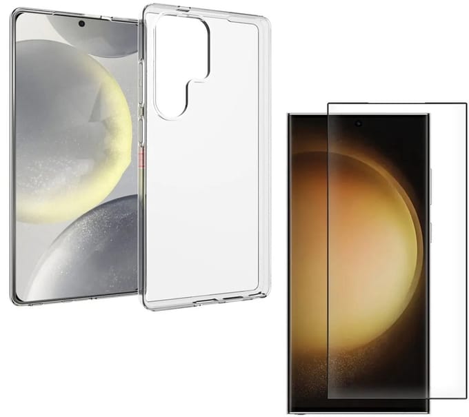 Silicone hoesje Transparant met 2 Pack Tempered glas Screen Protector Geschikt voor: Samsung Galaxy S25 Ultra