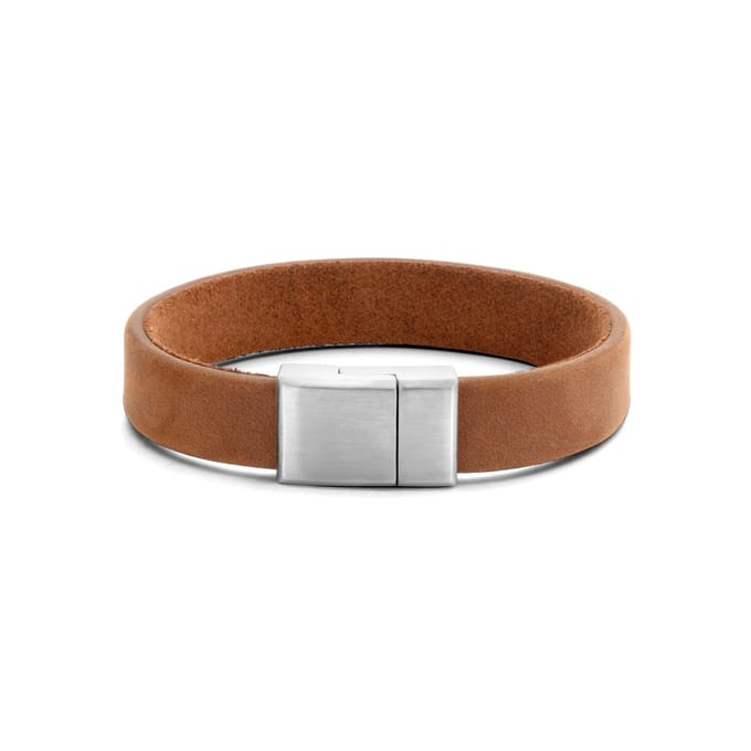 Stalen armband leer 12 mm PSN6506038