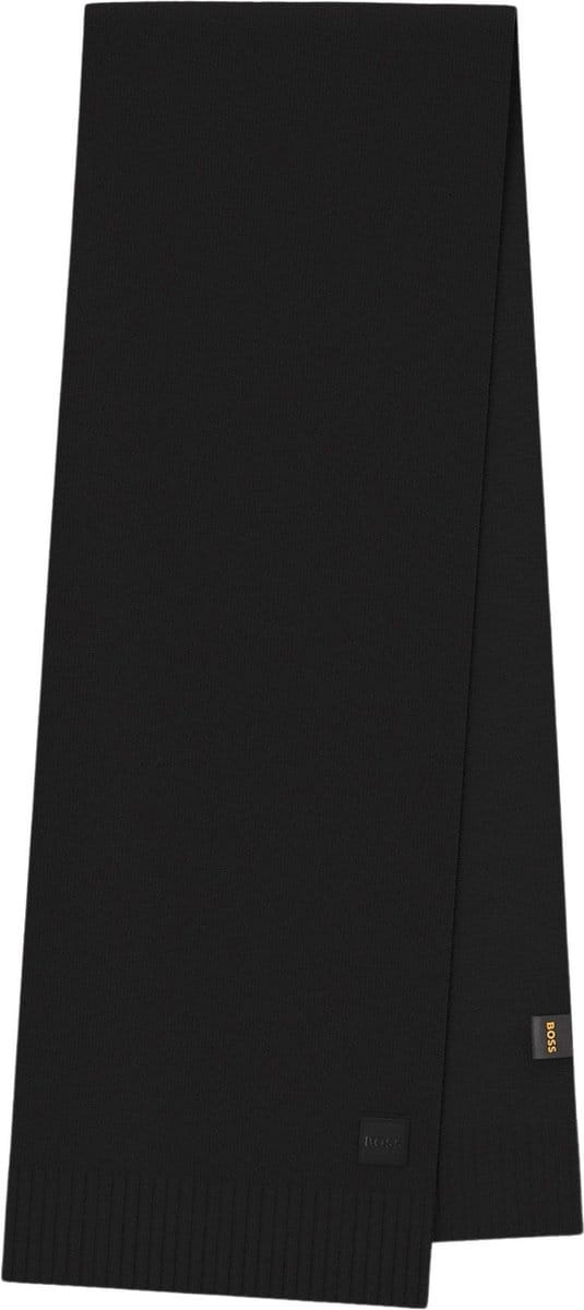 BOSS Sjaal Akaio Knitted Scarf Black Zwart