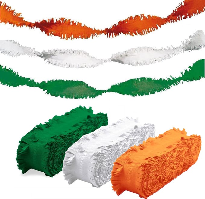Folat versiering slingers combi oranje/wit/groen 24 meter crepe papier
