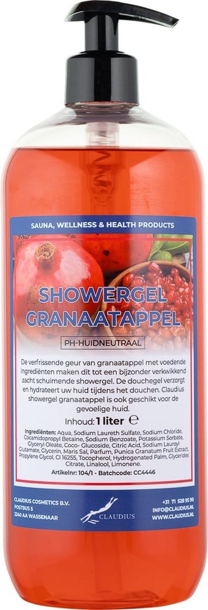 Claudius Douchegel Granaatappel 1 liter - met gratis pomp - Showergel