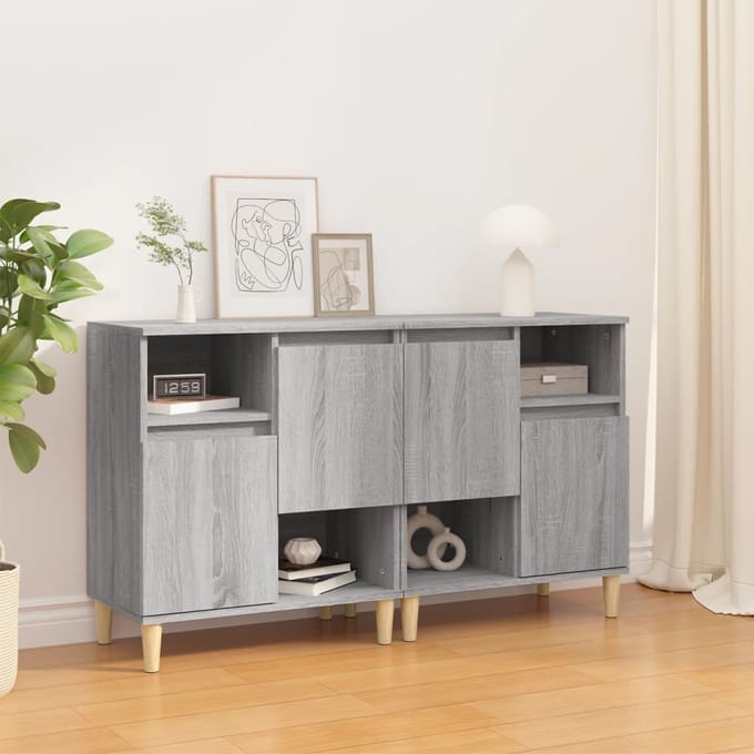 vidaXL - Dressoirs - 2 - st - 60x35x70 - cm - bewerkt - hout - grijs - sonoma - eikenkleur