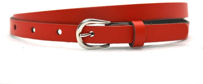 Take-it 1,5 cm smalle riem rood - dames riem 100% leder - Maat 85 - Totale lengte 100 cm