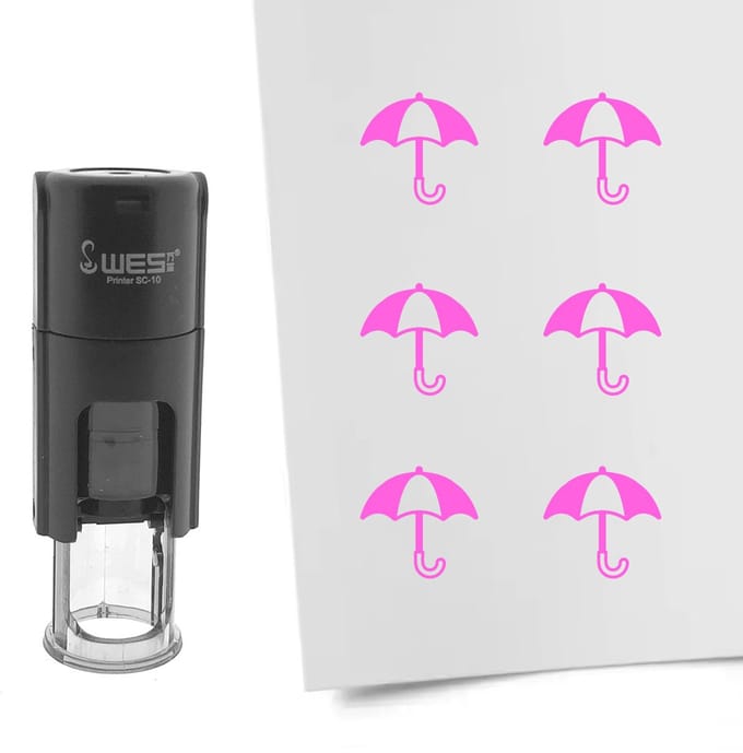 CombiCraft Stempel paraplu 10mm rond roze inkt - per 1 stuk