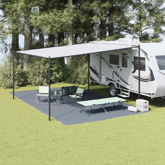 vidaXL - Tenttapijt - Blauw - en - Grijs - 700 - x - 400 - cm - Polyetheen
