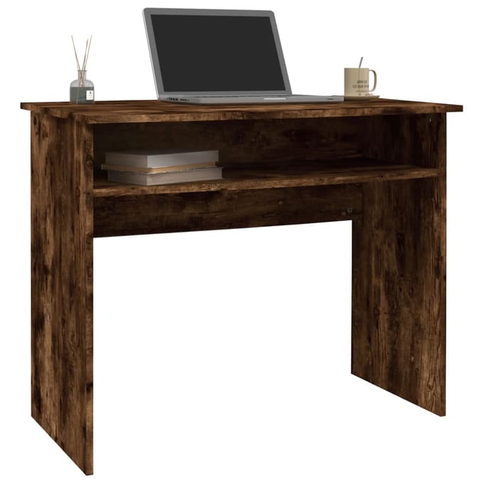vidaXL - Bureau - 90x50x74 - cm - bewerkt - hout - gerookt - eikenkleurig
