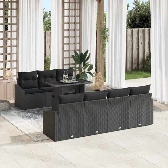 vidaXL Tuin Sofa Set 8 st Zwart poly rattan