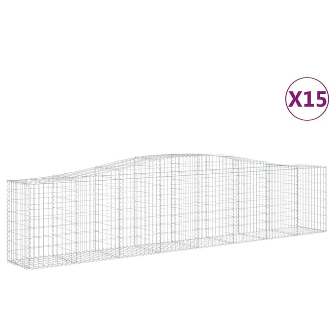 vidaXL - Schanskorven - 15 - st - gewelfd - 400x50x80/100 - cm - ijzer