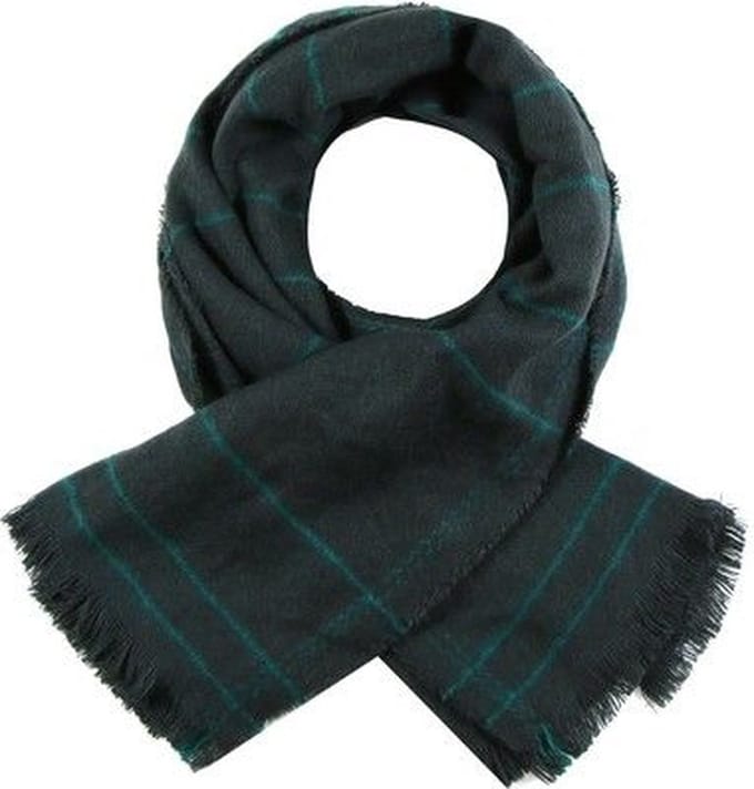 Sjaal zwart- met groen streepje- unisex- langwerpig -180/60