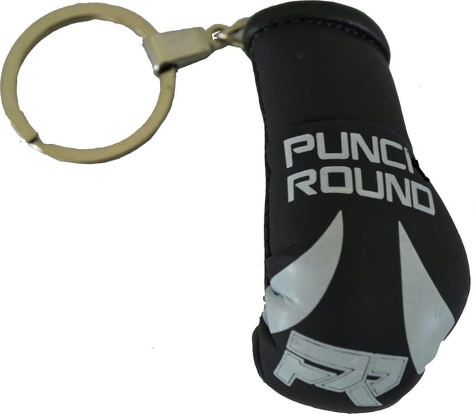 Punch Round Bokshandschoen Sleutelhanger Zwart Wit