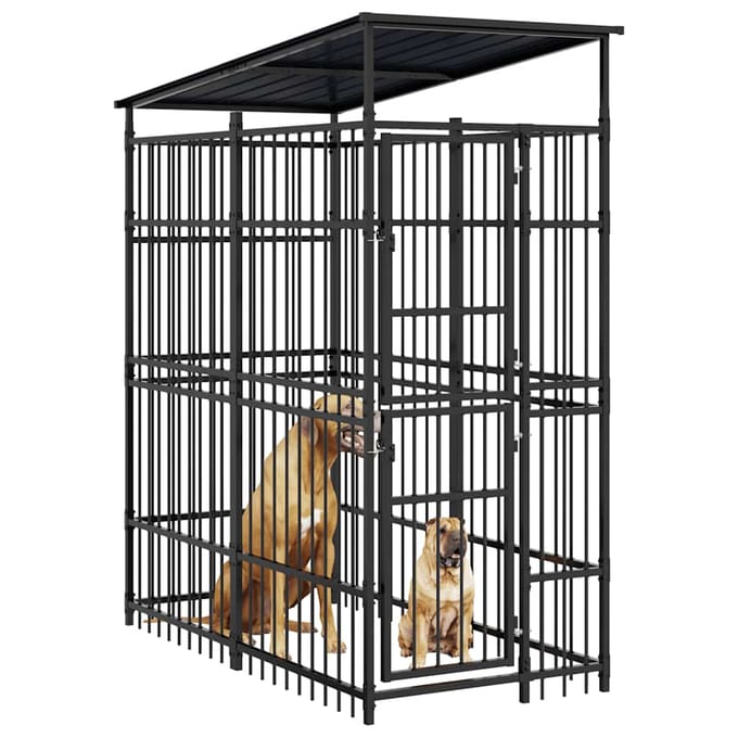 vidaXL Hondenkennel met dak 1,84 m² staal