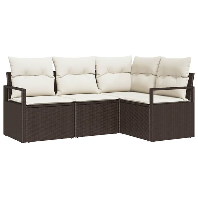 vidaXL Bankstel 4 pcs Bruin poly rattan