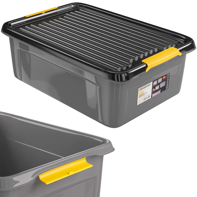 Opbergbox Grijs/Antraciet 58x39x16cm stapelbaar