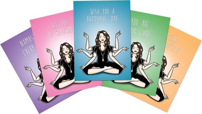Ansichtkaarten set, 5 stuks Yoga - quote - spreuk