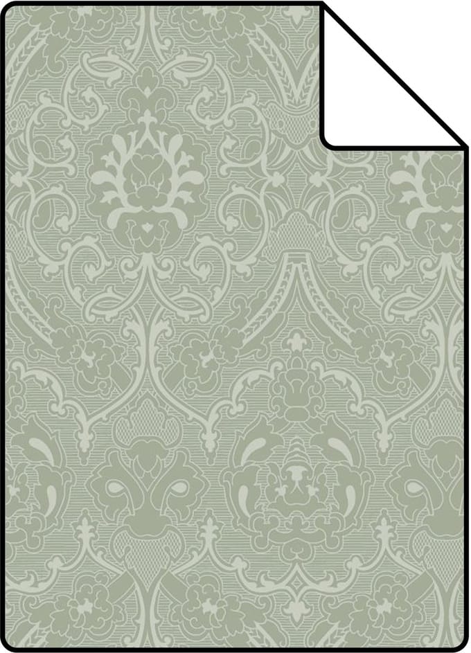 Proefstaal ESTAhome behang ornamenten vergrijsd mintgroen - 26.5 x 21 cm - 139640-S