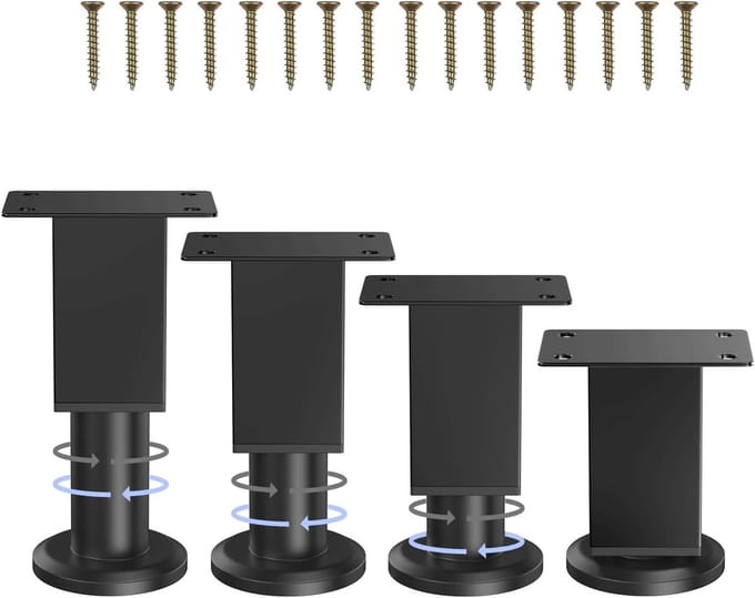 Set van 4 Zwarte Vierkante Verstelbare Meubelpoten (8-12 cm)