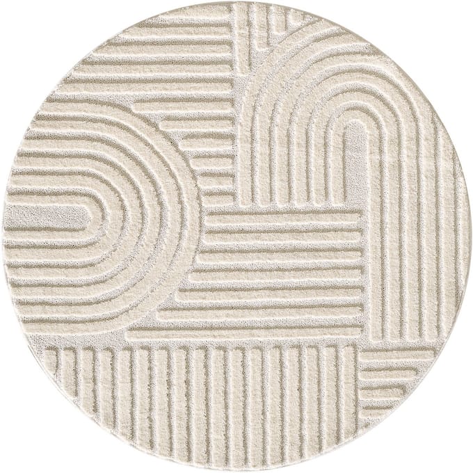 Rond vloerkleed Art (rond, crème) - ⌀ 160 cm