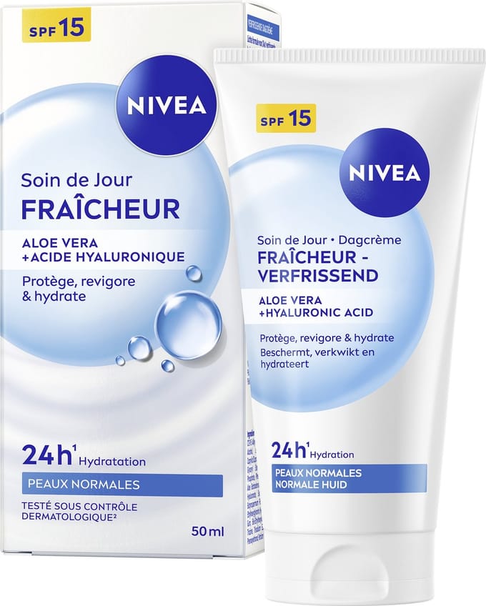 NIVEA Essentials Hydraterende Dagcrème - SPF 15 - Gezichtscreme Normale huid - Met vitamine E, magnoliaextract en lotusextract - 50 ml