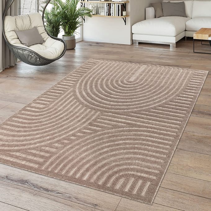 Binnen- en buitentapijt Eetkamer Weerbestendig Terras Etnisch Scandinavisch design 60 x 100 cm Rechthoek 60 x 100 cm Rechthoek beige