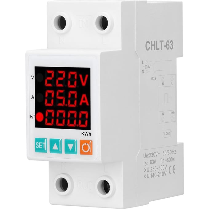 Drie display instelbare spanningsbeveiliging intelligente overspanning onderspanning overstroom CHLT-63 wit