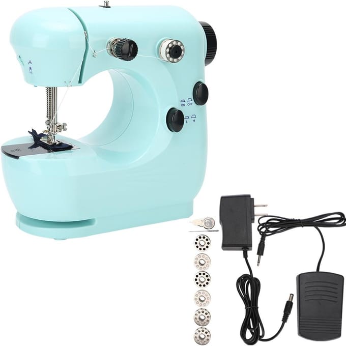 Draagbare Tafel Naaimachine Herstellen Multifunctioneel Thuis DIY Borduurwerk Tool 100‑240V US Stekker US Plug white
