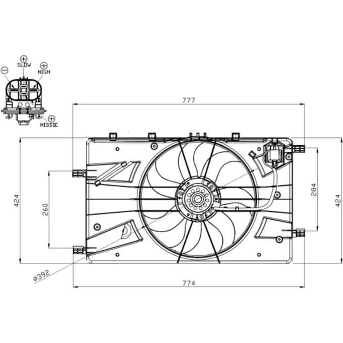 Koelventilatorwiel, motorkoeling NRF 47878
