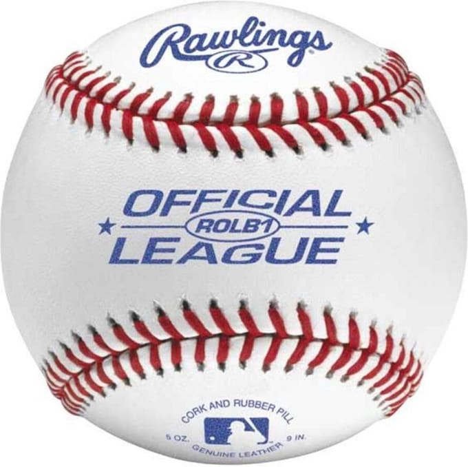 Rawlings - MLB - ROLB1 - Official - Leren Wedstrijdbal - Leather Game Baseball - 9 inch - Wit