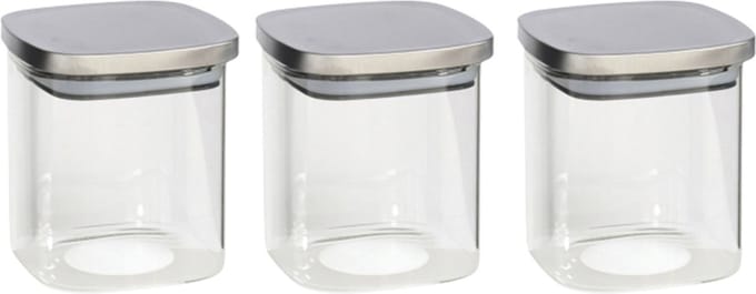 Gerim - Voedsel/etenswaren 3x voorraadpotten 800 ml glas en RVS deksel
