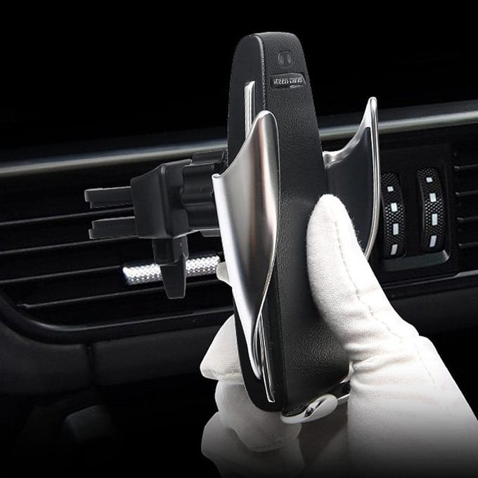 Autotelefoonhouder Draadloze autolader Snel Laadpad, Handsfree Kijken, Automatische Klem gray