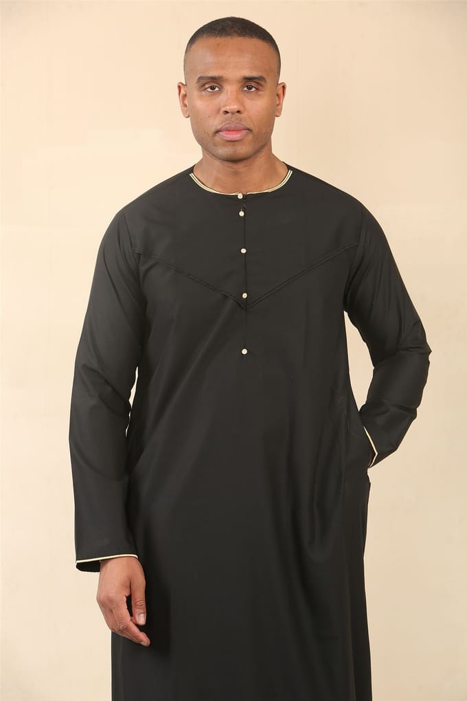 Omani Eid zwarte Thobe Saudi Emirati Jubba-jas voor heren