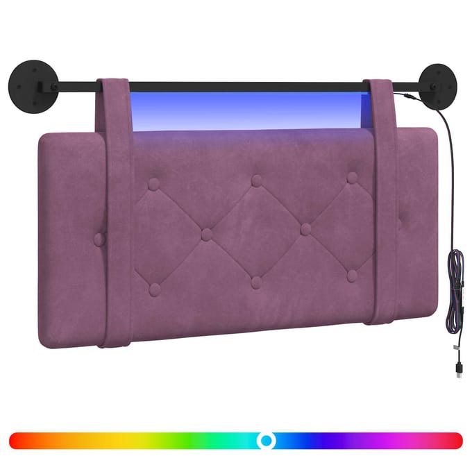 vidaXL - Hangend - hoofdbord - Met - LED-verlichting - Paars - Fluweel
