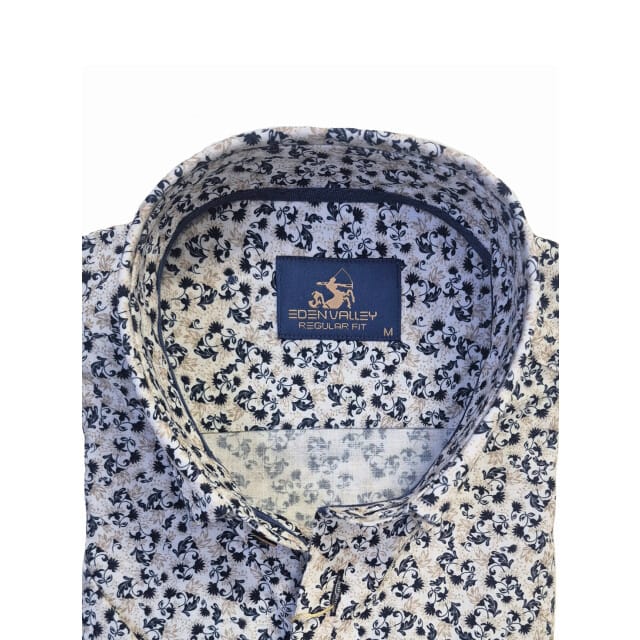 Eden Valley - Korte Mouw Overhemd - Mannen - L - Blauw - Katoen - 216221-39-Regular