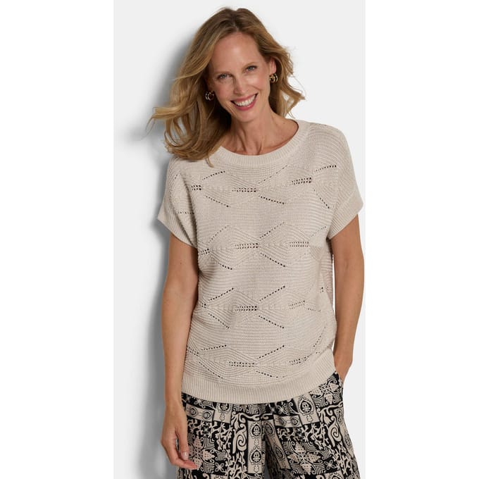 Ajourpullover met een mooie glans - steengrijs - Gr. 21 van Goldner Fashion
