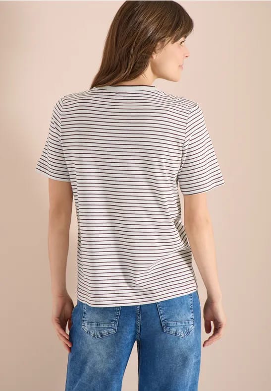 Shirt met korte mouwen, ronde hals en strepen