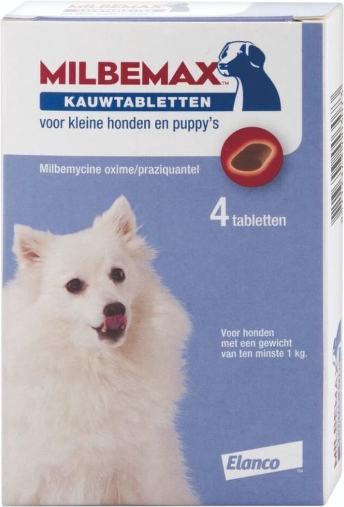 Milbemax Kauwtablet Ontworming Kleine Hond - Puppy 4 tabletten
