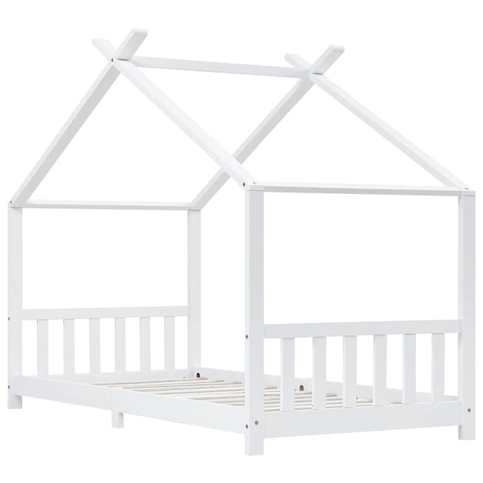 vidaXL - Kinderbedframe - massief - grenenhout - wit - 90x200 - cm