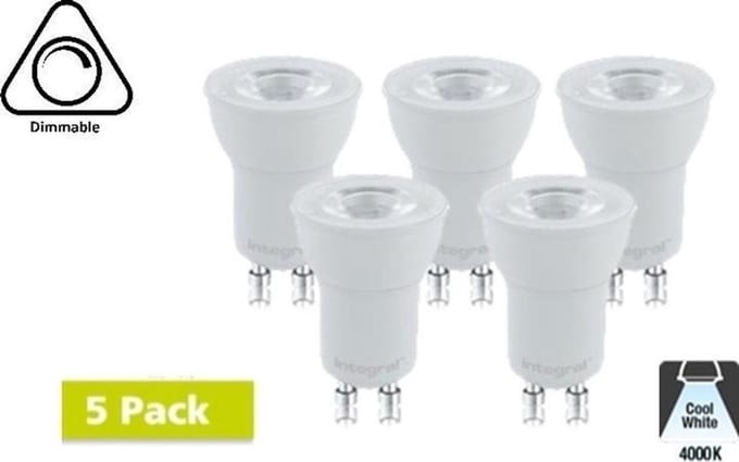 5 Pack - GU10 35MM 3,2w, 330 Lumen, 4000K Neutraal wit, Dimbaar