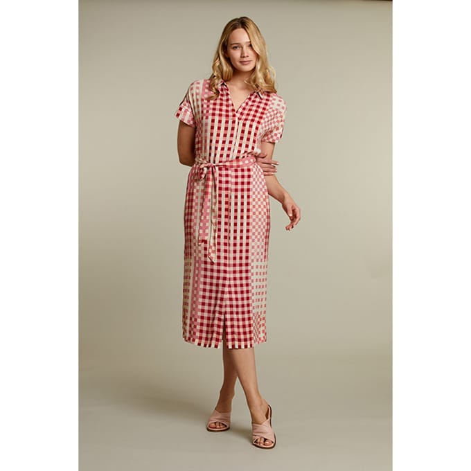 River Woods Pink Checked Belted Dress Taglia: 36 | Abiti Midi Outlet | Donna