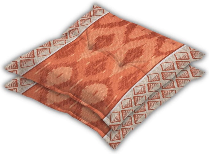 Madison - Zitkussen - Universeel - 2 stk. - 50x50 cm - Ikatin Terra - Hocker - Rood - Bruin