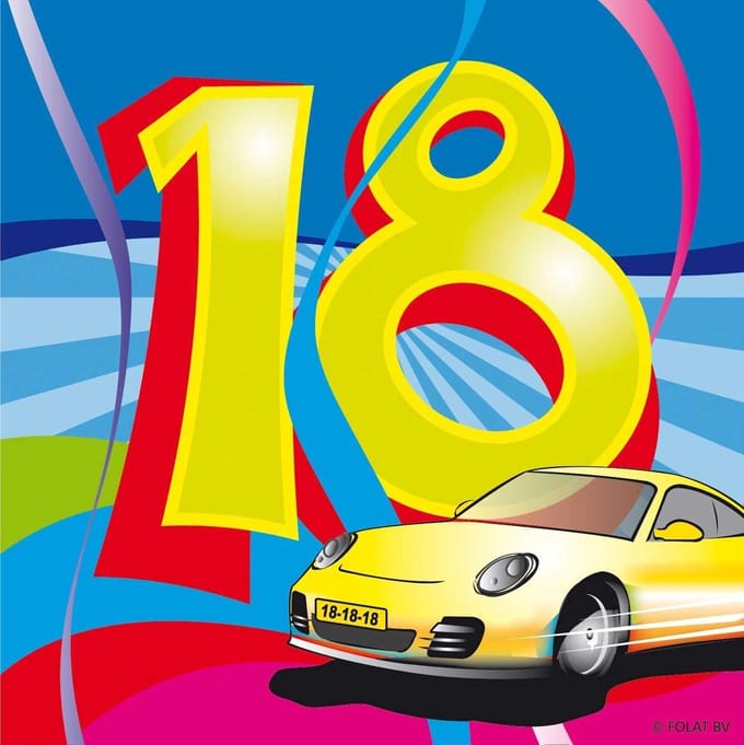Servetten 18 Jaar Swirls 25x25cm - 20 stuks