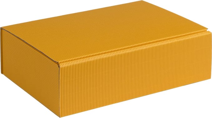 Geschenkdoos ribbelkarton 25,5x18x7cm GEEL (50 stuks)