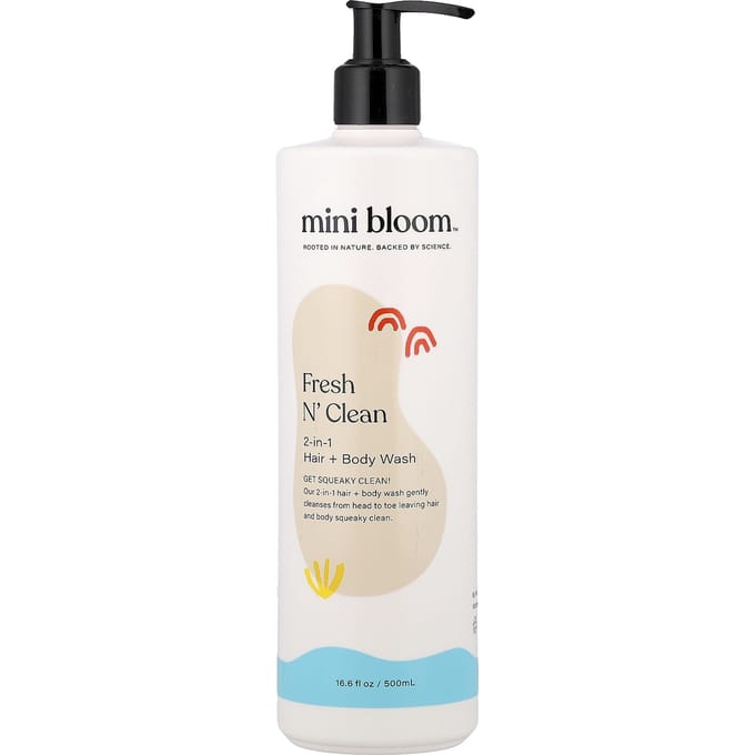 Mini Bloom, Fresh N' Clean, 2-in-1 Haar + Lichaamswas, 500ml (16.6 fl oz) white