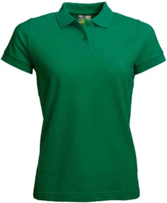 Lemon & Soda Dames basic poloshirt - grasgroen - korte mouw - getailleerd - katoen 36
