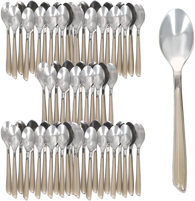 Set van 60 BEAUTY bestek koffielepels taupe - 805550