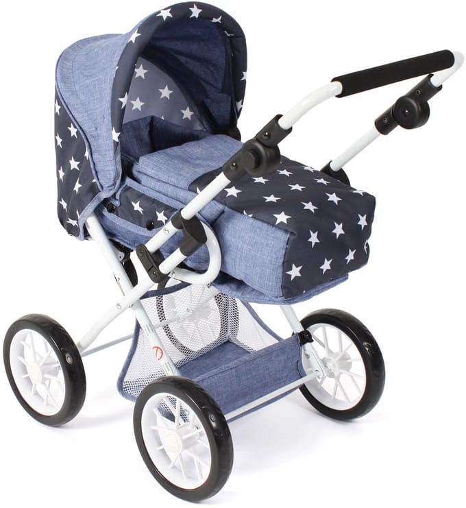 LENI combi poppenwagen, marineblauwe sterren