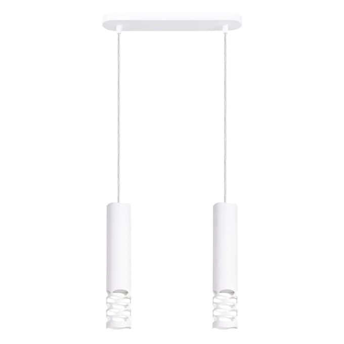 Hanglamp LIRO 2 met 2 kappen met golvende uitsparingen - Sollux Lighting - IP20 - Wit staal behuizing - 33 x 6 x 125 cm - 2 x GU10 LED, exclusief lichtbron - 2 x 10 W - Moderne hanglamp voor woonkamer, slaapkamer en eetkamer