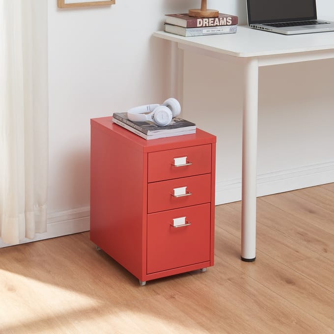 Kantoorkast Kökar op wielen 48x28x41 cm rood [en.casa]